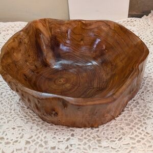 Carved Decorative Knotty Wood Vintage Bowl